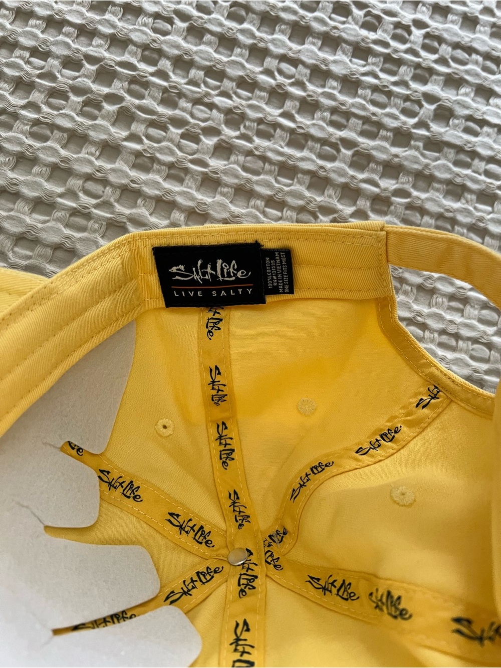 Salt Life Pale Yellow Baseball Cap with Anchor Logo - Picture 3 of 7